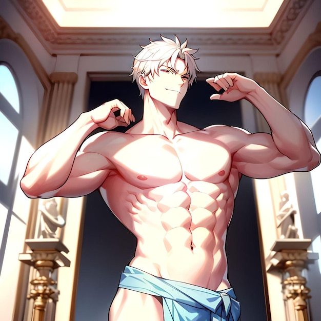 Premium AI Image  Muscular Japanese Anime Guy in Ancient Greek Style  Handsome Realistic Illustration