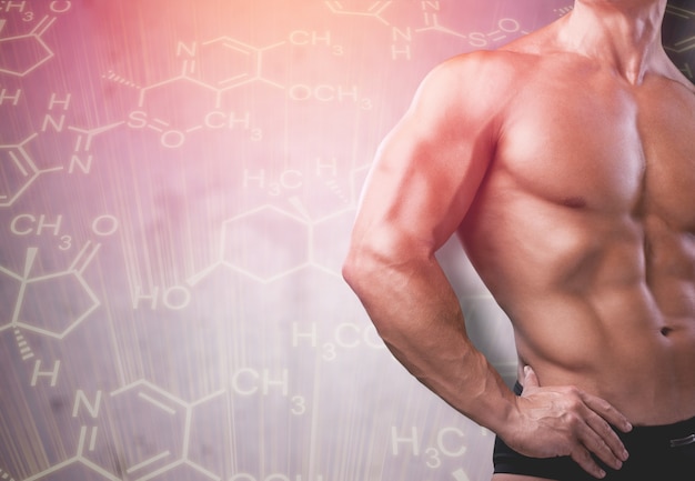 Muscular male body and testosterone hormone formula.