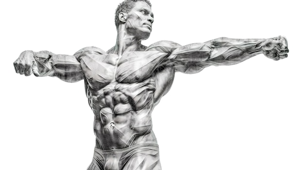 muscular male bodybuilder posing at competition black and white
