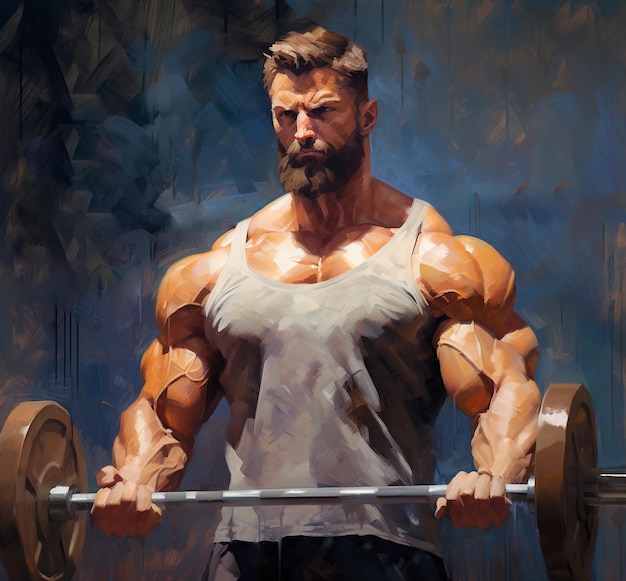 Premium AI Image | a muscular man lifting weights anime illustration