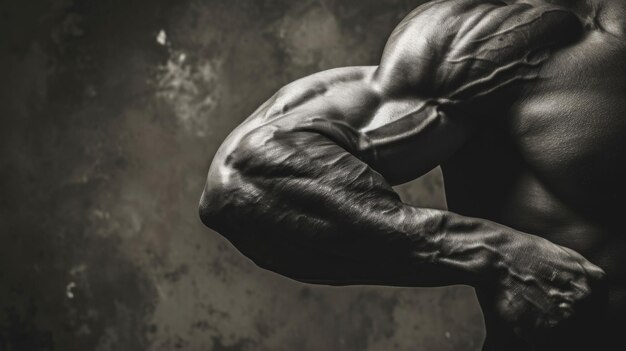 Photo muscular man poses with intensity in front of the camera