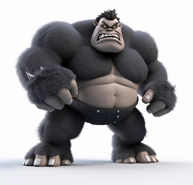 Photo muscular monster character resembling a gorilla with an angry expression generative ai