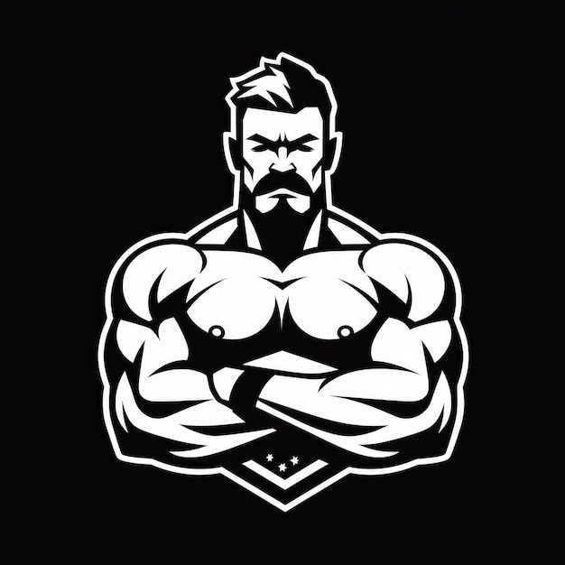 Muscular mustache man with tanktop logo 4k