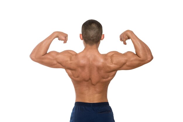 Muscular Young Man Posing In Studio  Isolated On White Background