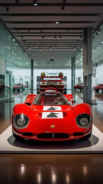 Photo museum enzo ferrari modena red car ferrari f r front view