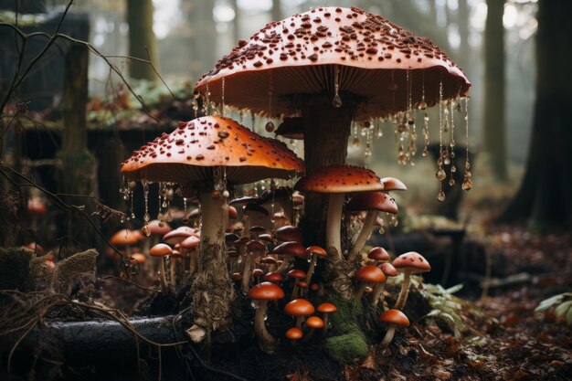 Foto l'arte dei funghi in una foresta incantata 159