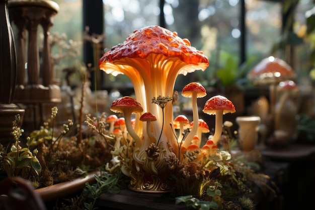 Foto arte dei funghi in una foresta incantata 291