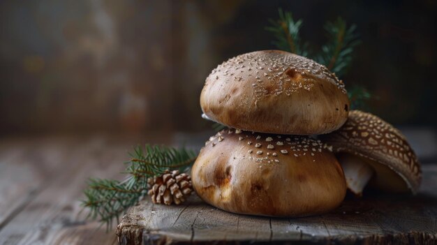 Photo mushroom boletus over wooden background autumn cep mushrooms ceps boletus edulis over wooden dark background close up on wood rustic table