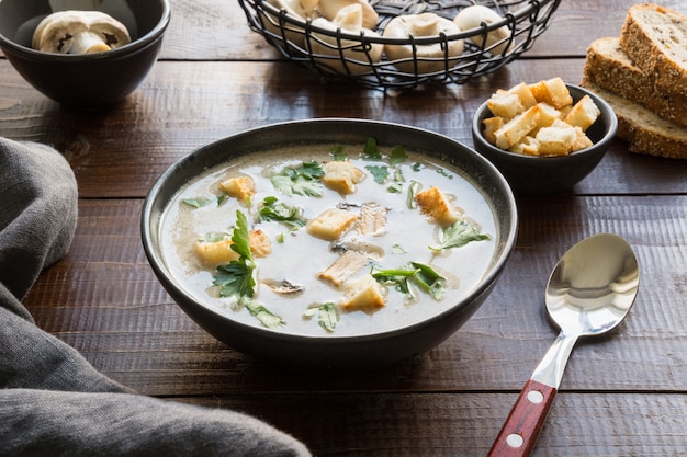 Mushroom champignon cream soup,