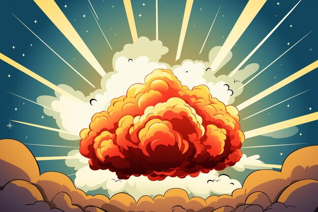 Mushroom cloud of the comic style dialog box