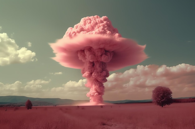 Photo a mushroom cloud in a field