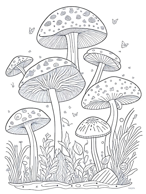 Photo mushroom coloring page for kids