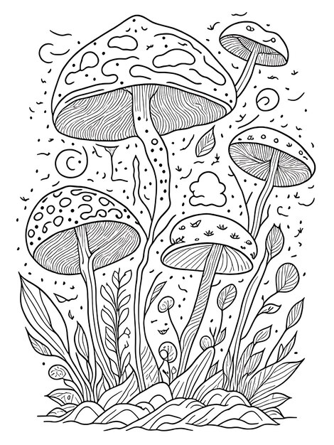 Photo mushroom coloring page for kids