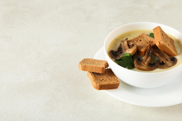 Mushroom cream soup concept of tasty and delicious food