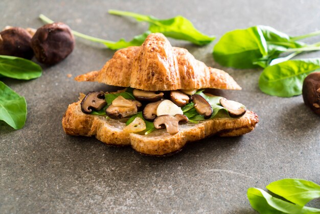 mushroom croissant sandwich