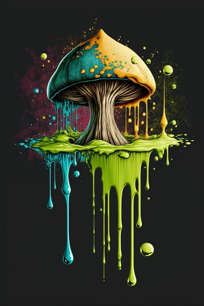 обои с декоративным рисунком грибов