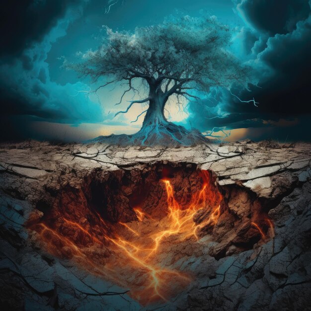 эпический грибный лес сюрреалистическая штормовая иллюстрация сонная ходьба на стене волшебное изображение татуировки плаката