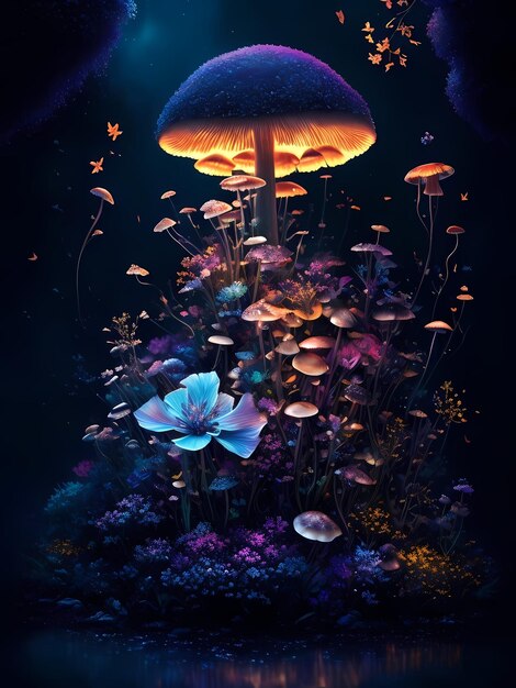 Photo mushroom flowering