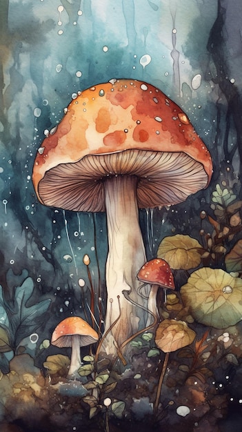 A mushroom in the forest