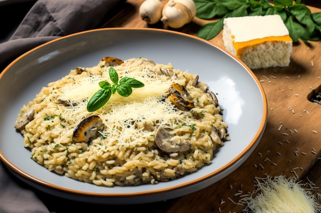 Mushroom fresh herb and parmesan cheese risotto