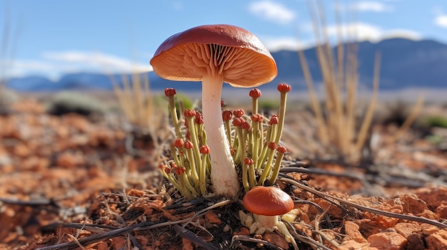 a mushroom growing in the ground