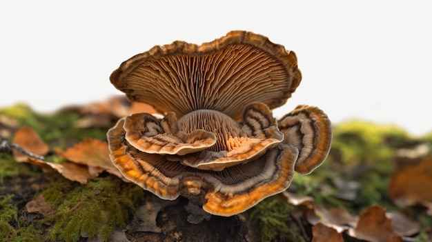 Photo a mushroom growing on a tree stump.