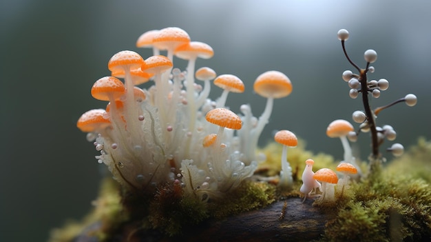 A mushroom grows on a tree trunk.