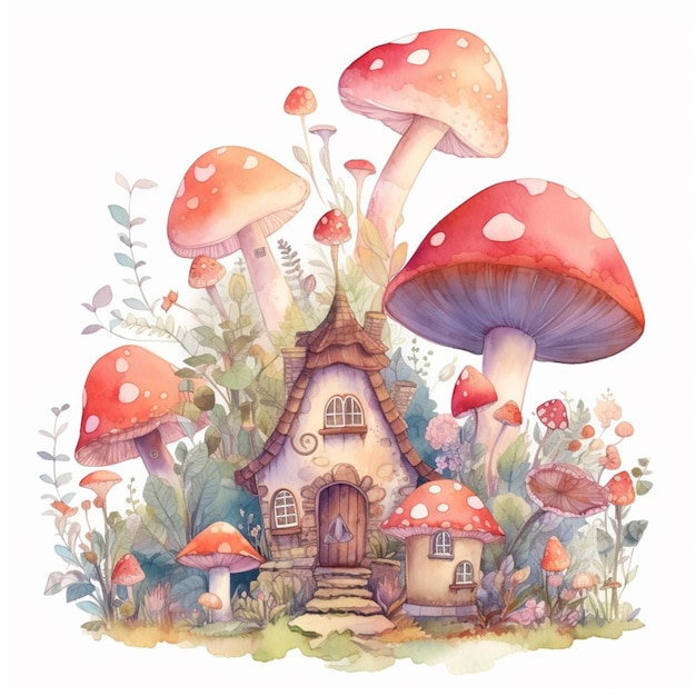 A mushroom house in the forest