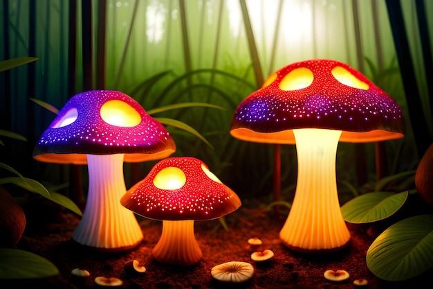 A mushroom lamp with the eyes on it