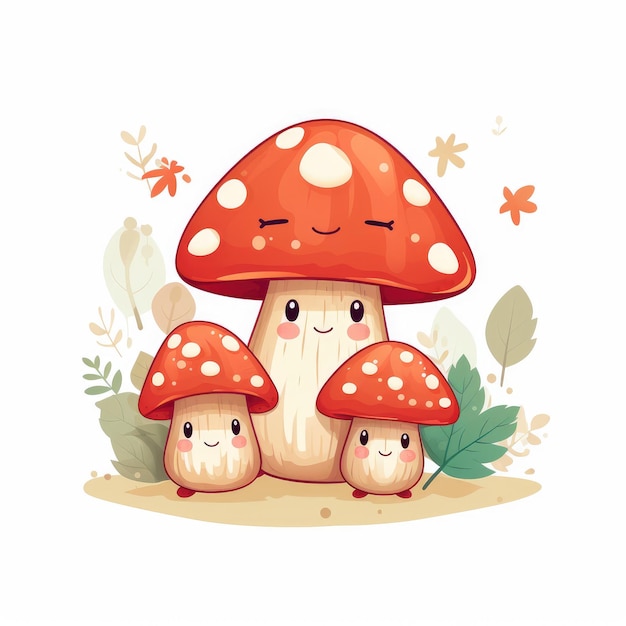 Mushroom Mania Adorable Cartoon Fungi in Vector Illustration