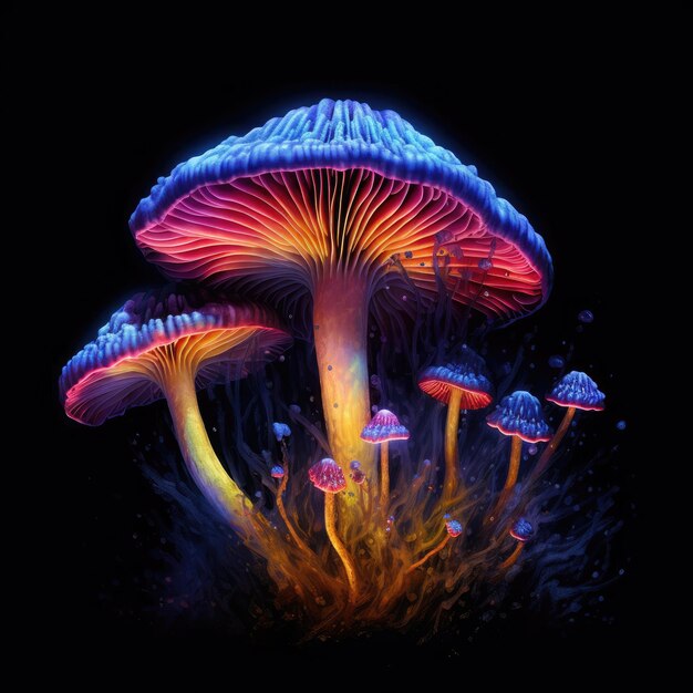 mushroom neon art ai generative