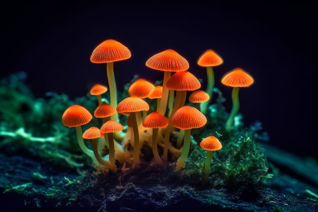 Mushroom neon fluorescent Generate Ai