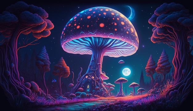 A mushroom in the night sky