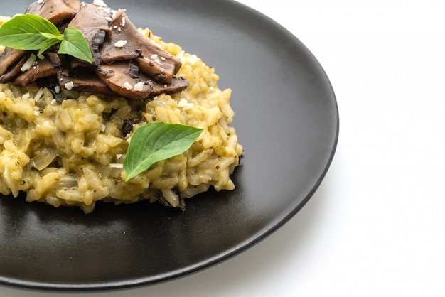 Mushroom Risotto with Pesto and Cheese