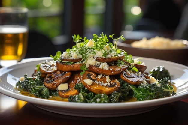 Photo mushroom spinach orecchiette