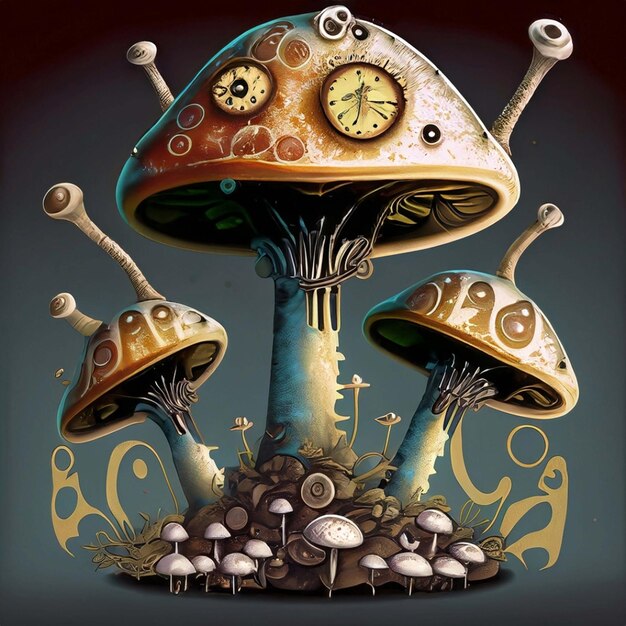 Mushroom in steampunk style industrial abstrakt Illustration