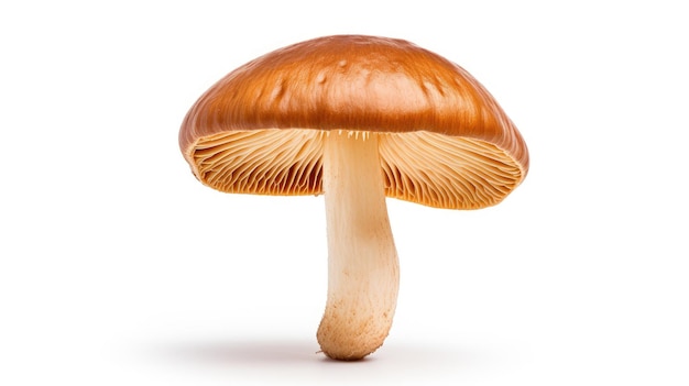 a mushroom that is brown and has a brown cap.