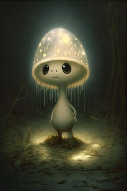 Mushroom that is standing in the dirt generative ai