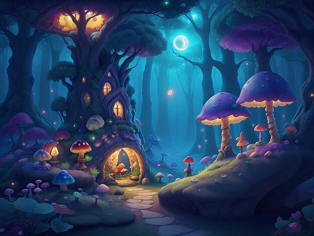 Mushroom themed background illustration