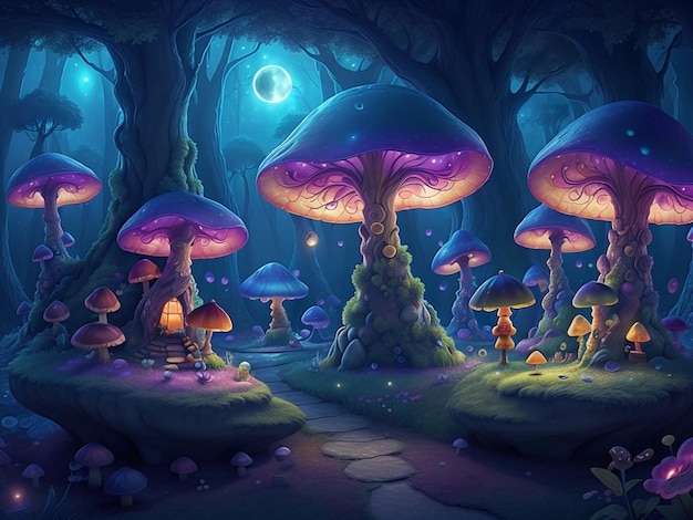 Photo mushroom themed background illustration