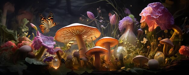 mushroom tree in a forest