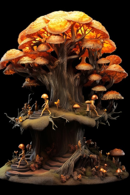 A mushroom tree with a mushroom on it