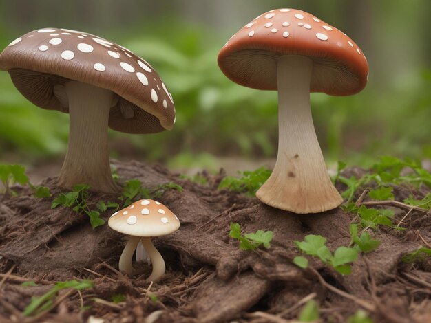 mushroom with blur nature background