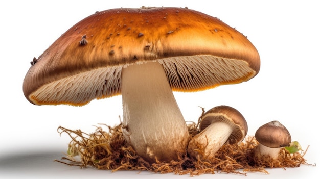 Photo a mushroom with a brown cap and a brown cap