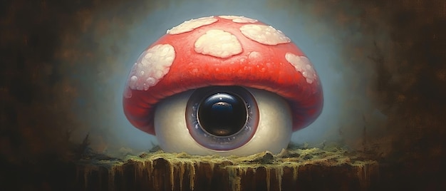 Photo a mushroom with a eyeball