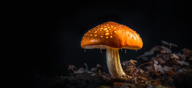 A mushroom with water drops on it