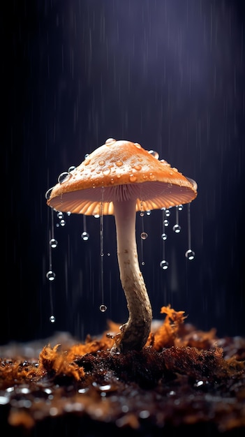 Photo a mushroom with water drops on it
