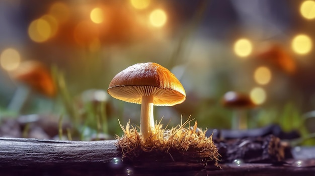 Mushroom on Wooden Beautiful Plant high contrast