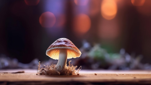 Mushroom on Wooden Beautiful Plant high contrast