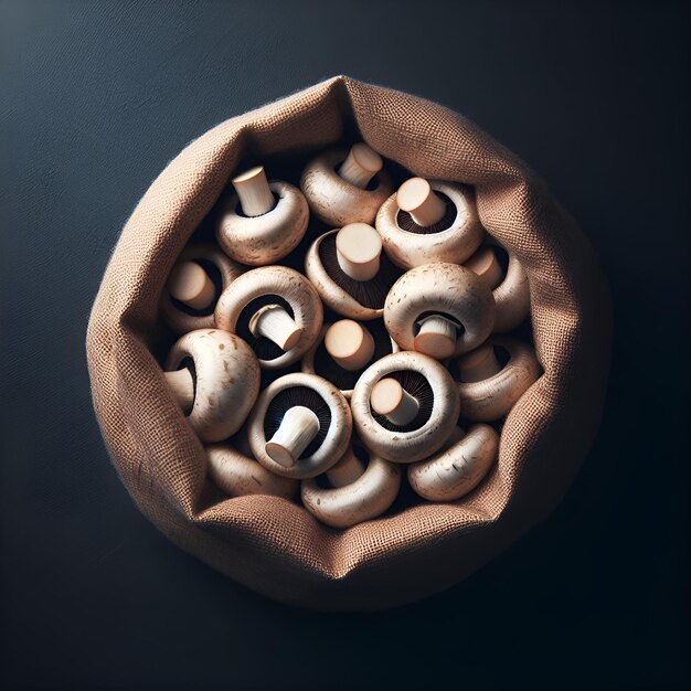 Photo mushrooms in a bag on a table